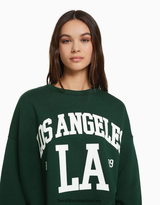 Bershka femei hanorac oversize imprimat verde Z86D1218 îmbrăcăminte