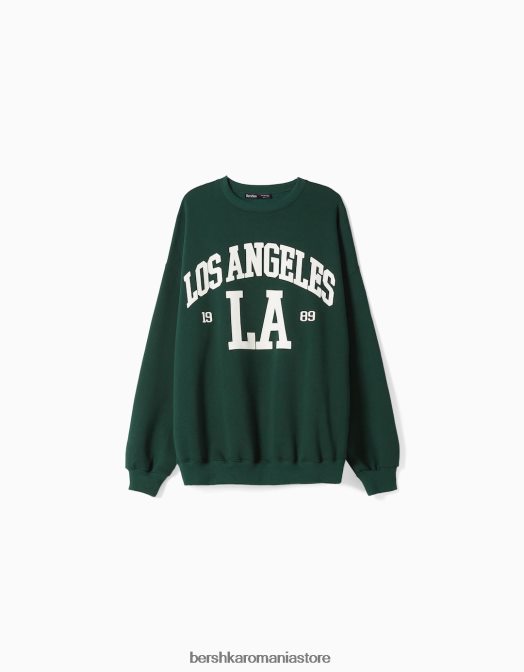 Bershka femei hanorac oversize imprimat verde Z86D1218 îmbrăcăminte