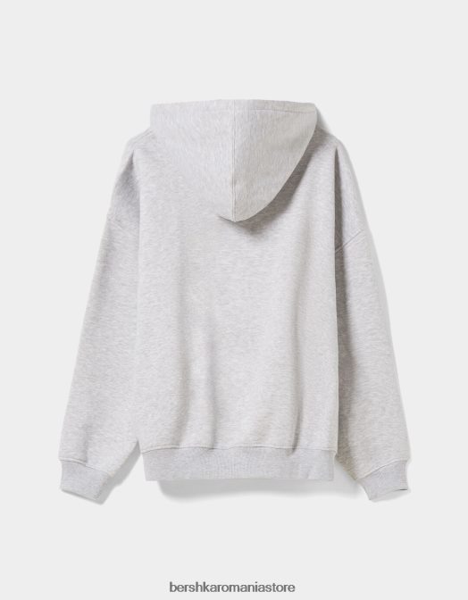 Bershka femei hanorac supradimensionat cu fermoar gri Z86D1227 îmbrăcăminte