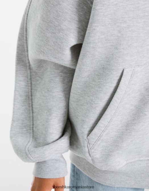 Bershka femei hanorac supradimensionat cu fermoar gri Z86D1227 îmbrăcăminte