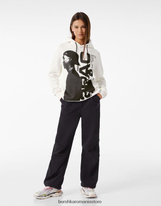 Bershka femei hanorac tupac alb Z86D1211 îmbrăcăminte