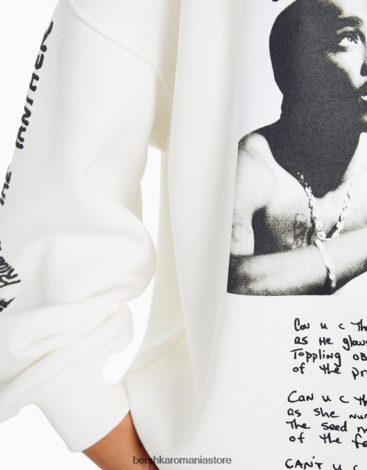 Bershka femei hanorac tupac aproape alb Z86D1210 îmbrăcăminte