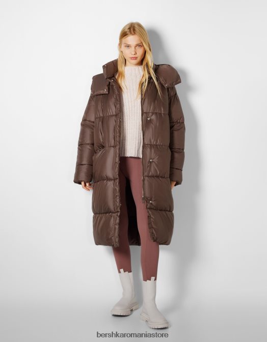 Bershka femei puf lung cu glugă nurcă Z86D1149 îmbrăcăminte