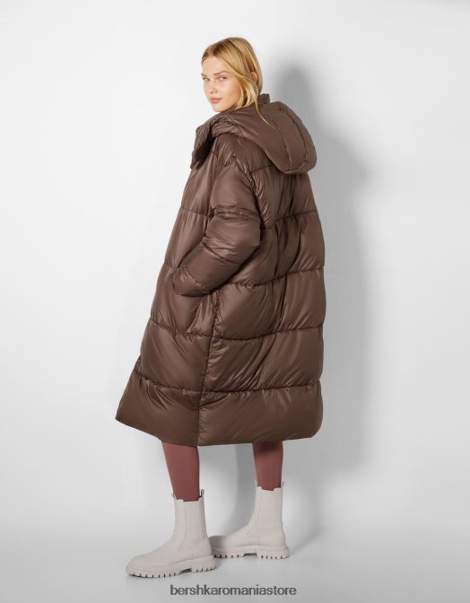 Bershka femei puf lung cu glugă nurcă Z86D1149 îmbrăcăminte