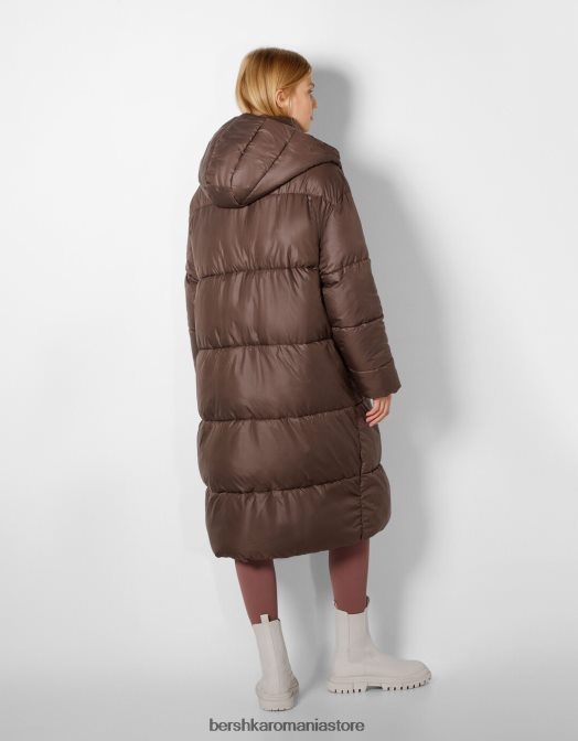 Bershka femei puf lung cu glugă nurcă Z86D1149 îmbrăcăminte