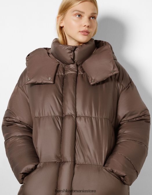 Bershka femei puf lung cu glugă nurcă Z86D1149 îmbrăcăminte