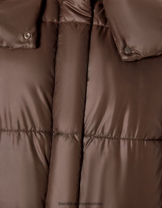 Bershka femei puf lung cu glugă nurcă Z86D1149 îmbrăcăminte