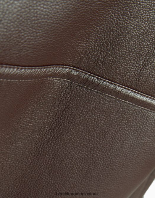 Bershka femei geacă biker din imitație de piele față-verso maro Z86D1140 îmbrăcăminte