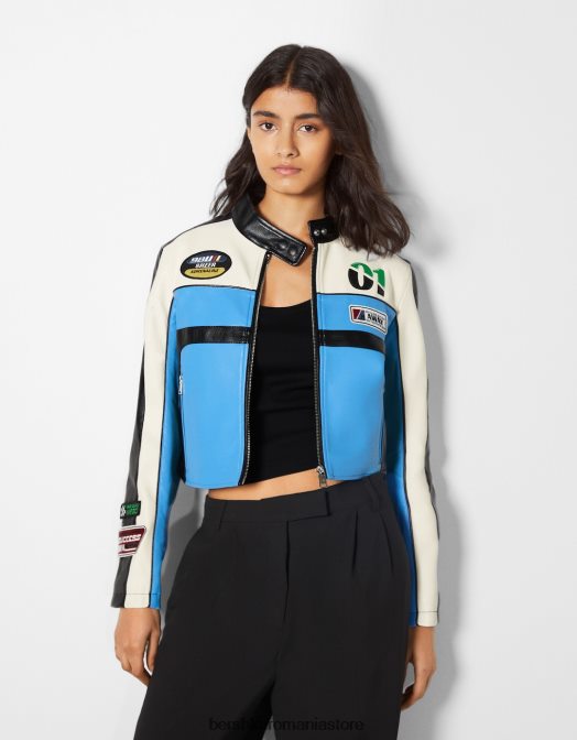 Bershka femei geaca de curse din imitatie de piele exclusiv Z86D1099 îmbrăcăminte