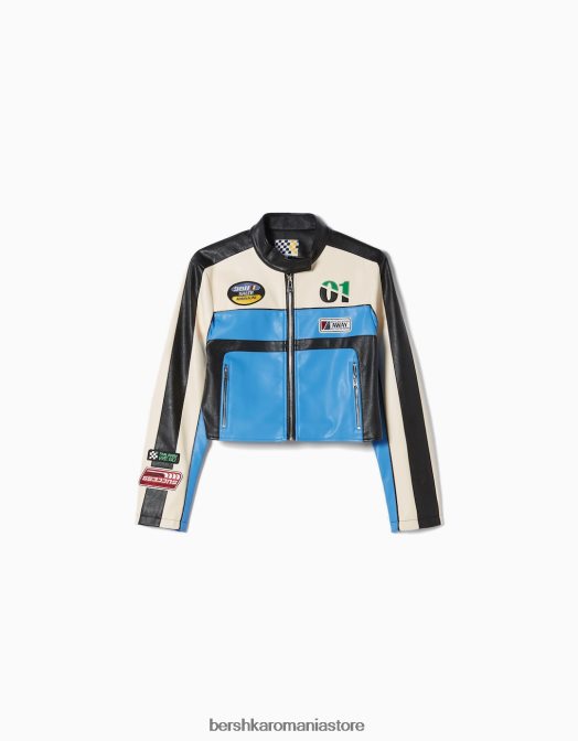 Bershka femei geaca de curse din imitatie de piele exclusiv Z86D1099 îmbrăcăminte