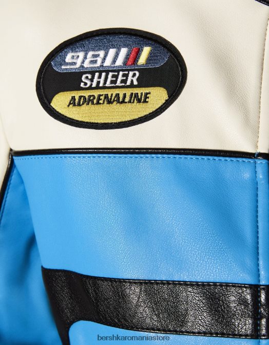 Bershka femei geaca de curse din imitatie de piele exclusiv Z86D1099 îmbrăcăminte