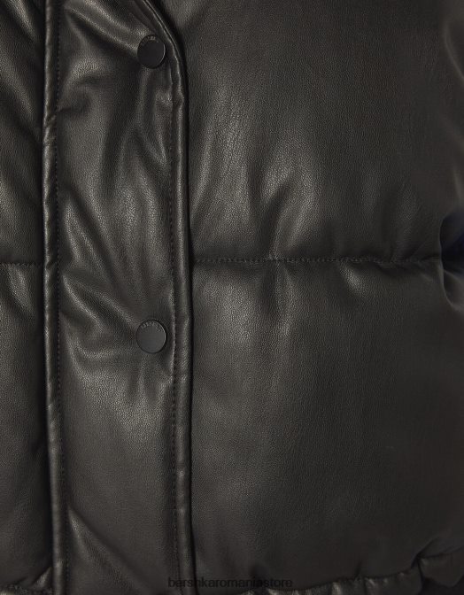 Bershka femei gilet decupat din imitație de piele negru Z86D1176 îmbrăcăminte