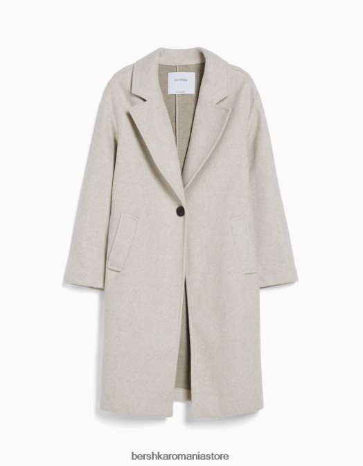Bershka femei haină grea din pânză cu umerii căzuți nisip Z86D1144 îmbrăcăminte