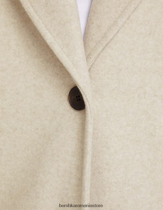 Bershka femei haină grea din pânză cu umerii căzuți nisip Z86D1144 îmbrăcăminte