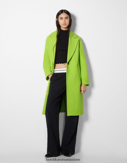 Bershka femei haină groasă de pânză cu umerii căzuți lămâie verde Z86D1145 îmbrăcăminte