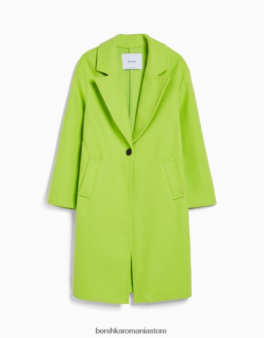 Bershka femei haină groasă de pânză cu umerii căzuți lămâie verde Z86D1145 îmbrăcăminte