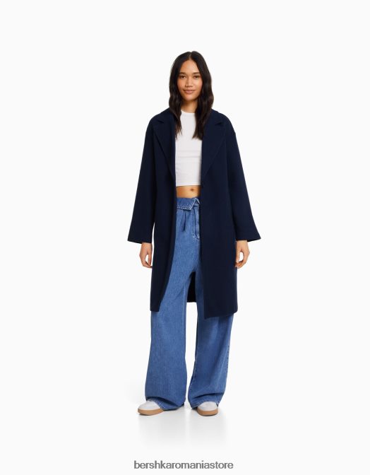 Bershka femei haină groasă de pânză cu umerii căzuți marina Z86D1143 îmbrăcăminte