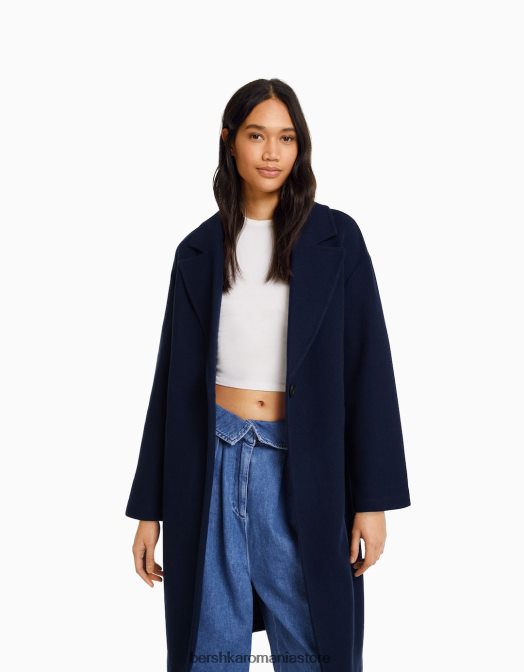 Bershka femei haină groasă de pânză cu umerii căzuți marina Z86D1143 îmbrăcăminte