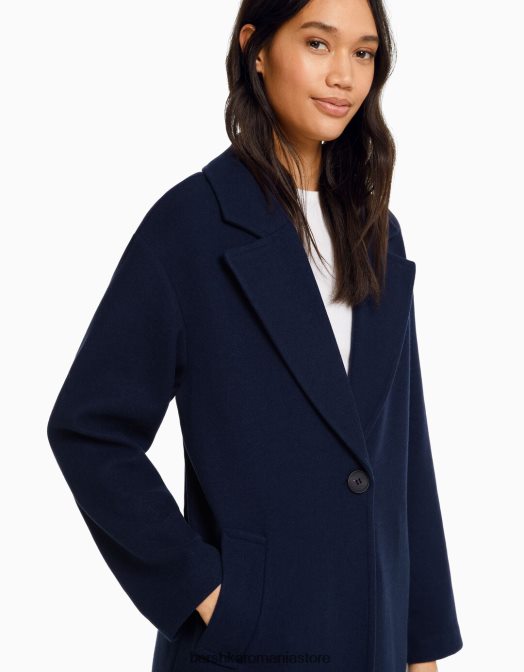 Bershka femei haină groasă de pânză cu umerii căzuți marina Z86D1143 îmbrăcăminte