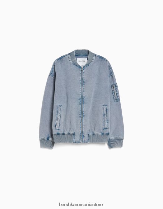 Bershka femei jachetă bomber din bumbac albastru deschis Z86D1173 îmbrăcăminte