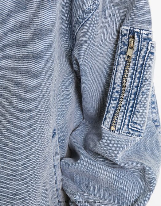 Bershka femei jachetă bomber din bumbac albastru deschis Z86D1173 îmbrăcăminte