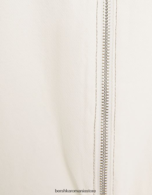 Bershka femei jachetă bomber din denim cu fir contrastant aproape alb Z86D1169 îmbrăcăminte