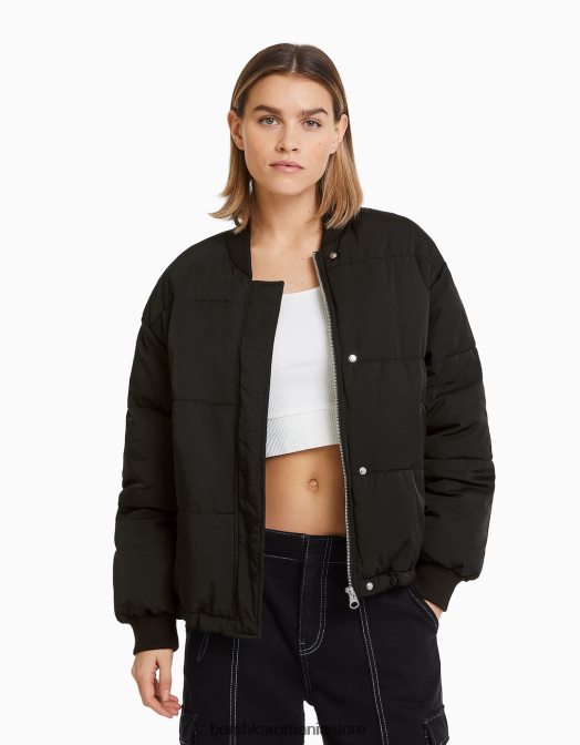 Bershka femei jachetă bomber matlasată negru Z86D1139 îmbrăcăminte