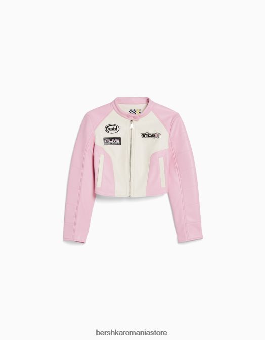 Bershka femei jachetă crop de curse din imitație de piele alte Z86D1154 îmbrăcăminte