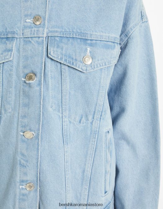 Bershka femei jachetă din denim supradimensionată albastru deschis Z86D1111 îmbrăcăminte