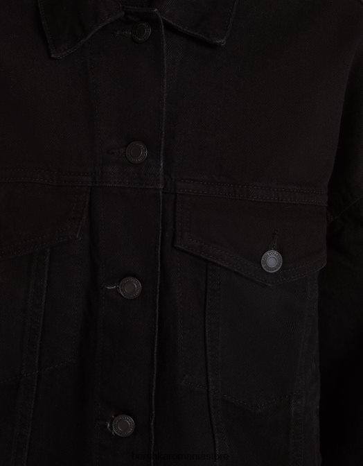 Bershka femei jachetă din denim supradimensionată negru Z86D1112 îmbrăcăminte