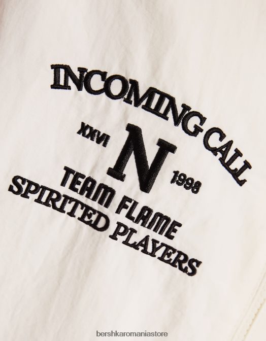 Bershka femei jachetă din nailon cu dungi contrastante roșu Z86D1165 îmbrăcăminte