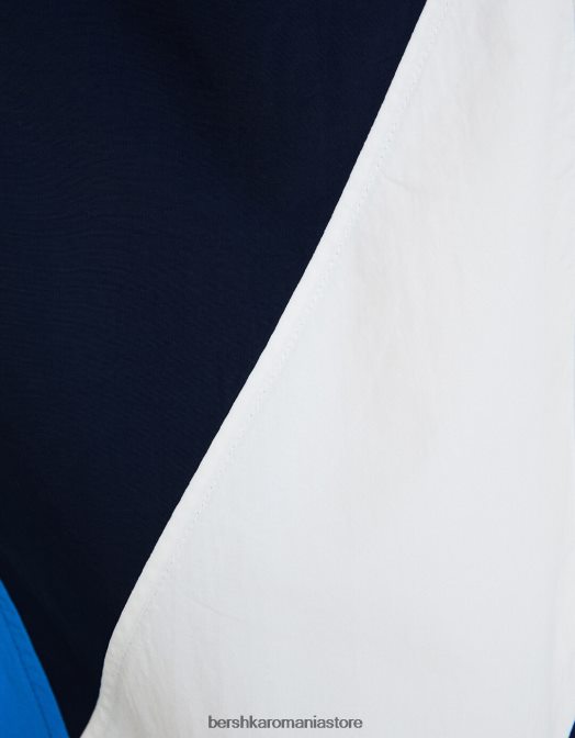 Bershka femei jachetă oversize din nylon color block albastru Z86D1108 îmbrăcăminte