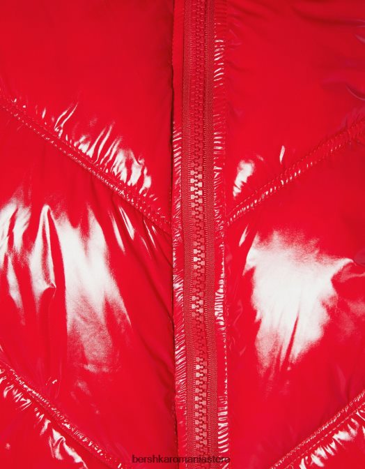 Bershka femei jachetă puf din vinil roșu Z86D1179 îmbrăcăminte