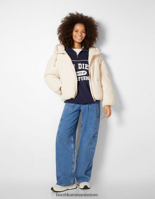 Bershka femei jachetă puf oversize cu glugă exclusiv Z86D1129 îmbrăcăminte