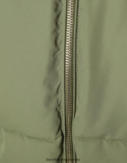 Bershka femei jachetă puf oversize cu glugă kaki Z86D1130 îmbrăcăminte