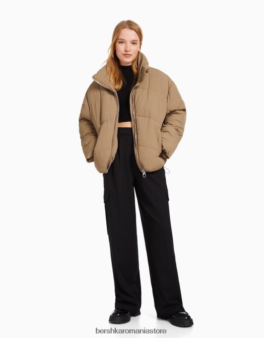 Bershka femei jachetă pufă supradimensionată din nailon nurcă Z86D1128 îmbrăcăminte