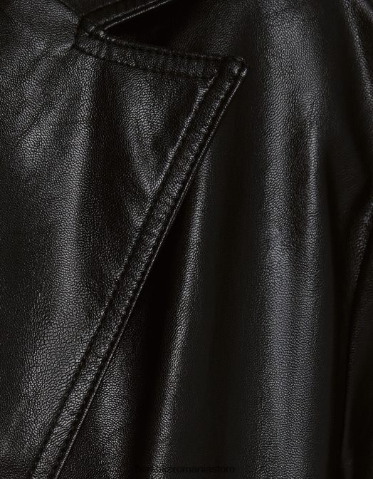 Bershka femei palton lung din imitatie de piele negru Z86D1146 îmbrăcăminte
