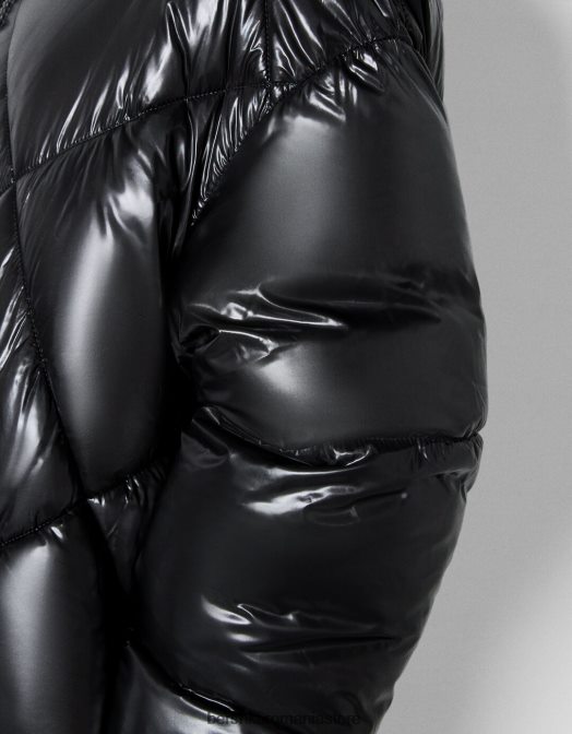 Bershka femei palton lung matlasat negru Z86D1148 îmbrăcăminte