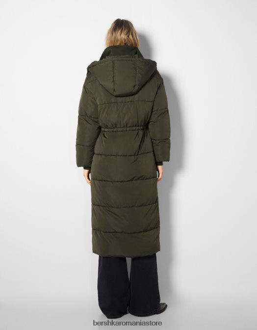 Bershka femei palton lung puf kaki Z86D1147 îmbrăcăminte