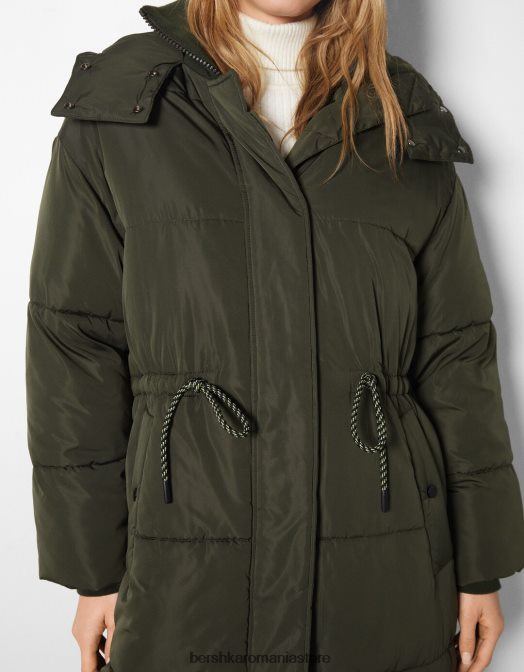Bershka femei palton lung puf kaki Z86D1147 îmbrăcăminte