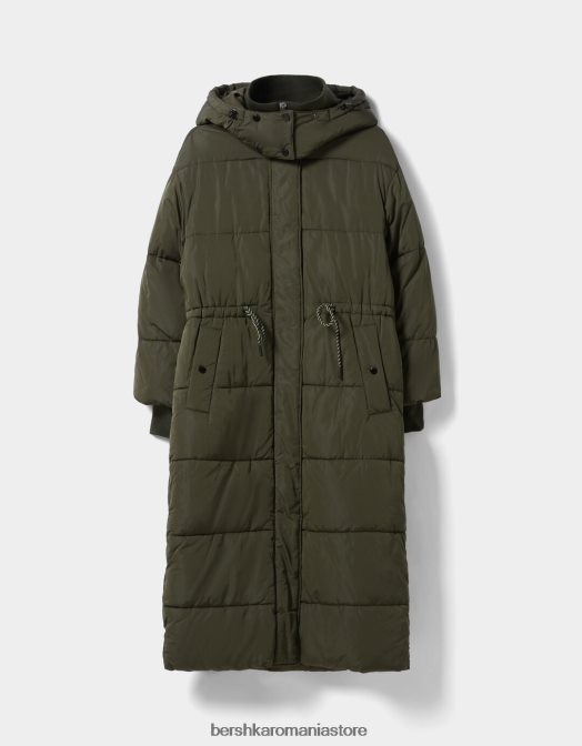 Bershka femei palton lung puf kaki Z86D1147 îmbrăcăminte