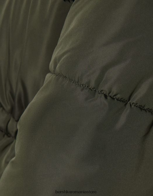 Bershka femei palton lung puf kaki Z86D1147 îmbrăcăminte