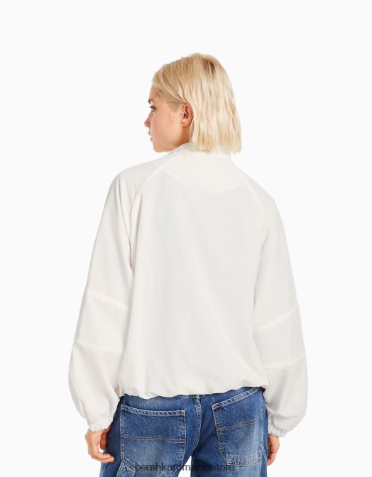 Bershka femei parca de vant din nailon cremă Z86D1119 îmbrăcăminte