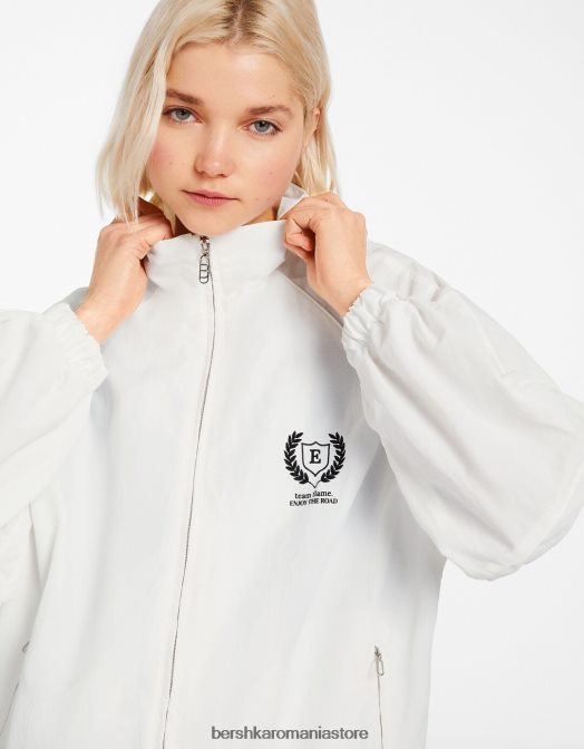 Bershka femei parca de vant din nailon cremă Z86D1119 îmbrăcăminte