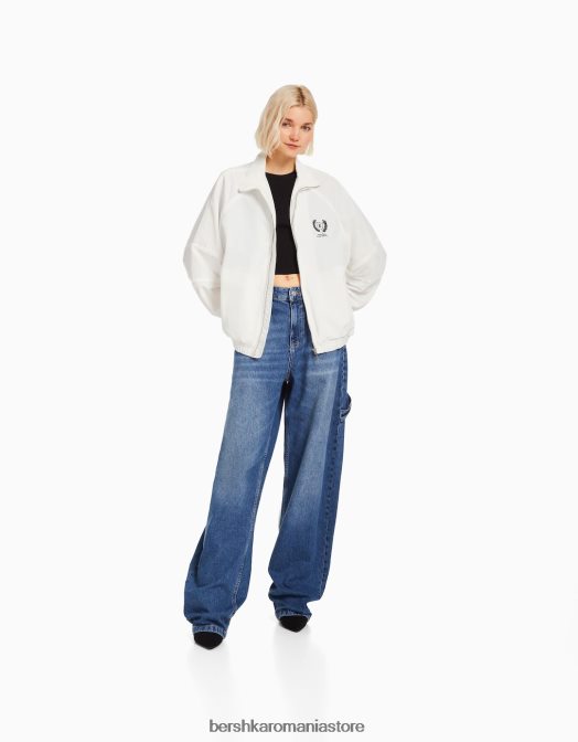 Bershka femei parca de vant din nailon cremă Z86D1119 îmbrăcăminte