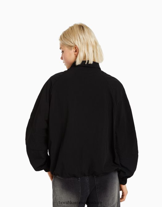 Bershka femei parca de vant din nailon negru Z86D1120 îmbrăcăminte