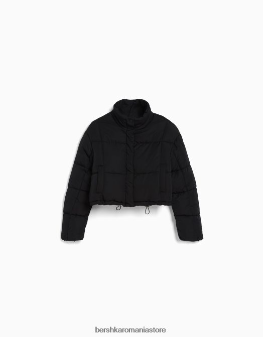 Bershka femei puf scurt negru Z86D1164 îmbrăcăminte
