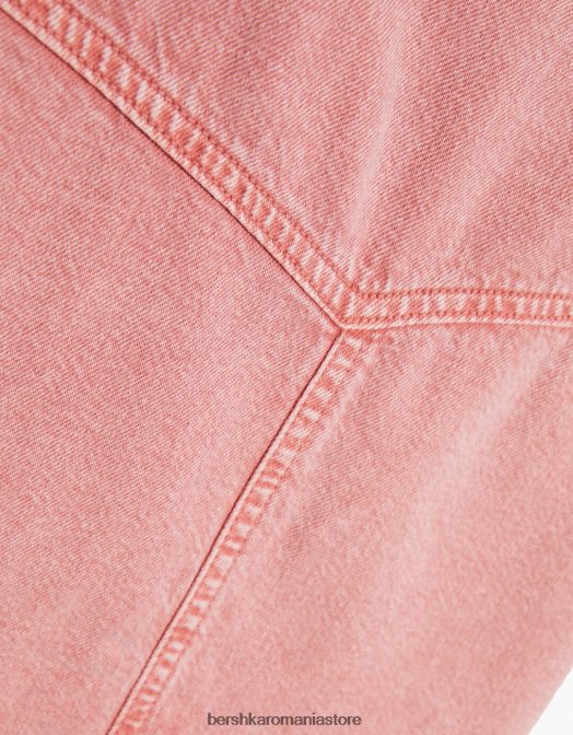 Bershka femei supracămașă din bumbac cu mânecă lungă și buzunare roz Z86D1124 îmbrăcăminte