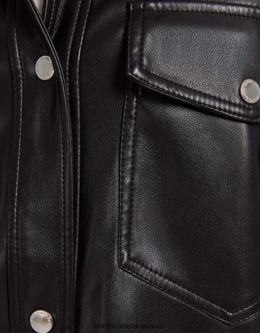 Bershka femei supracămașă din piele artificială negru Z86D1107 îmbrăcăminte