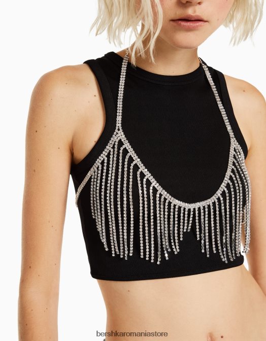 Bershka femei braletă în cascadă cu strasuri argint Z86D808 îmbrăcăminte